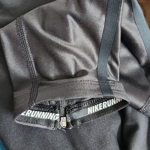 Nike Dri-Fit black running tights/leggings, faux leather calf, zip ankle, Small - Picture 6 of 12